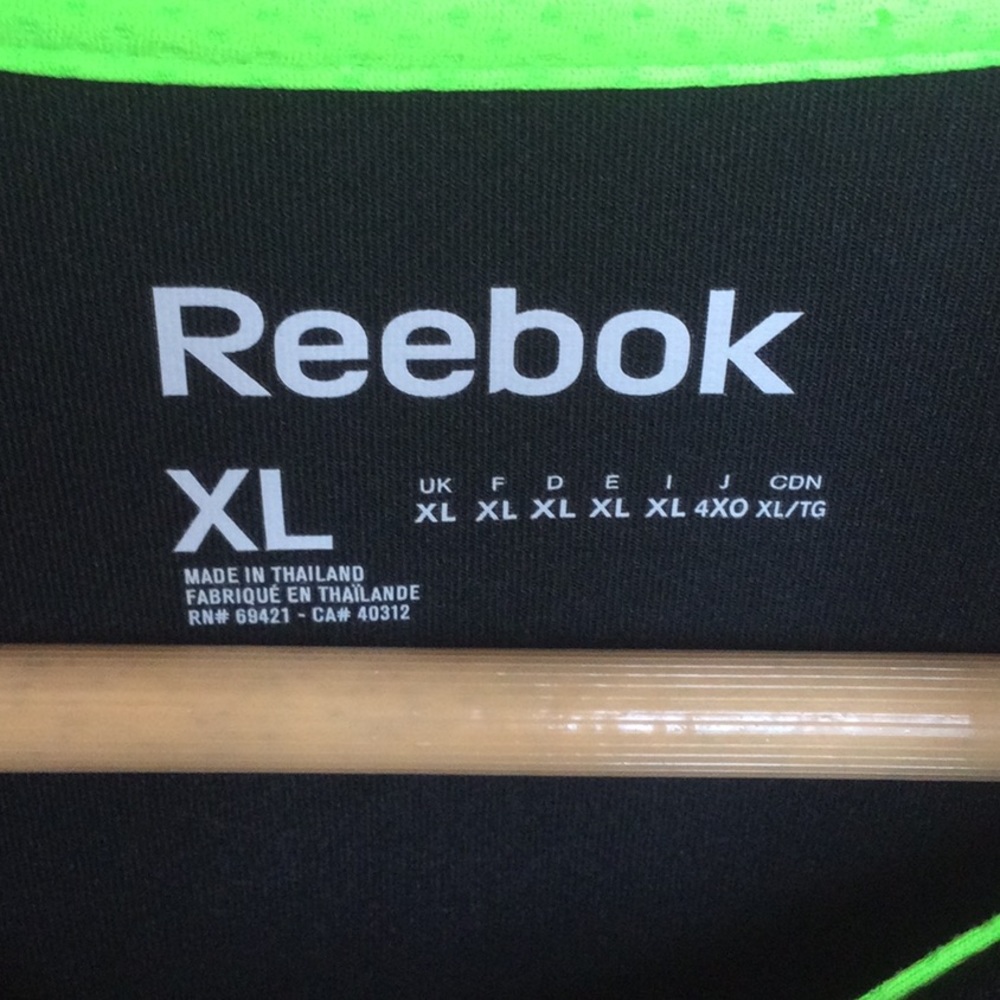 EUC Mens Reebok XL Black/ Green Play Dry Hal Zip Long Sleeve Shirt - Picture 5 of 12